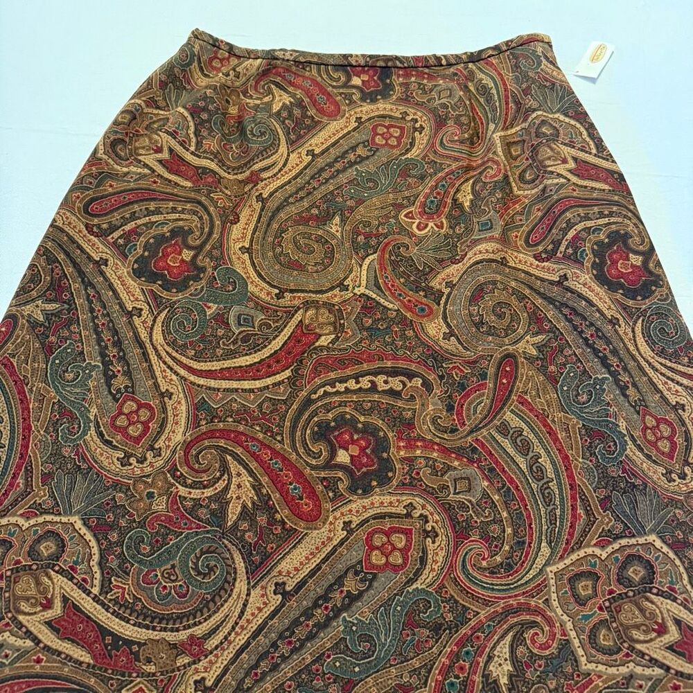 Talbots 100% Wool Paisley A-Line Skirt | Fully Lined | Vintage Classic | 16 NWT